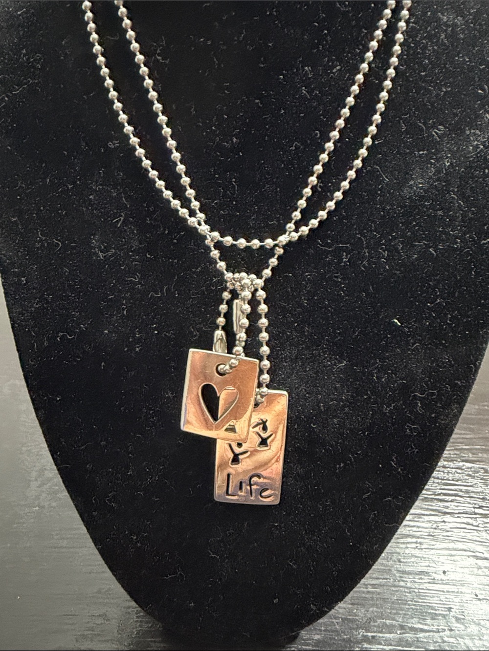Vintage 925 silver Anni + Co  LOVE LIFE Puzzle Pendant Set with chain